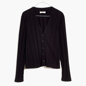 Madewell Ribbed Sweater-Knit Cardigan Black